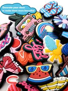 28 chiếc vòng tay chuỗi Hawaii bãi biển mùa hè màu hồng DIY cho móc chìa khóa giày dép túi xách bãi biển, vòng tay giày PVC cho guốc chất lượng cao cấp trang trí phổ biến phụ kiện quà tặng tuyệt vời cho Giáng sinh, sinh nhật, tiệc tùng - Nhiều màu - Xem 6