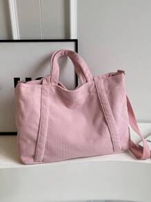 New Fashionable Classic College Style Casual Multifunctional Large Capacity Bag With Double Handle, Especially Suitable For Campus, Office, Daily Use, Meetings, Shopping, Perfect For Books, Shopping, Back To School And More, Literary School Bag For Teens, School Supplies, School Bag, School Bag, School Backpack, Back To School Bags, Suitable For Teens, Women And College Students, Perfect For Back To School, First Day Of School, High School And Middle School - 粉色 - 查看 7