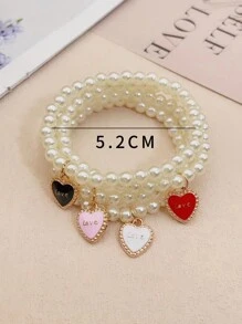 4pcs Faux Pearl Small Flower & Butterfly Hair Clips, Versatile For Girl, Party, Beach, Daily Wear - Love Series - View 3