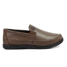 Men's Casual Leather Moccasin Shoes - Coffee Brown - View 2