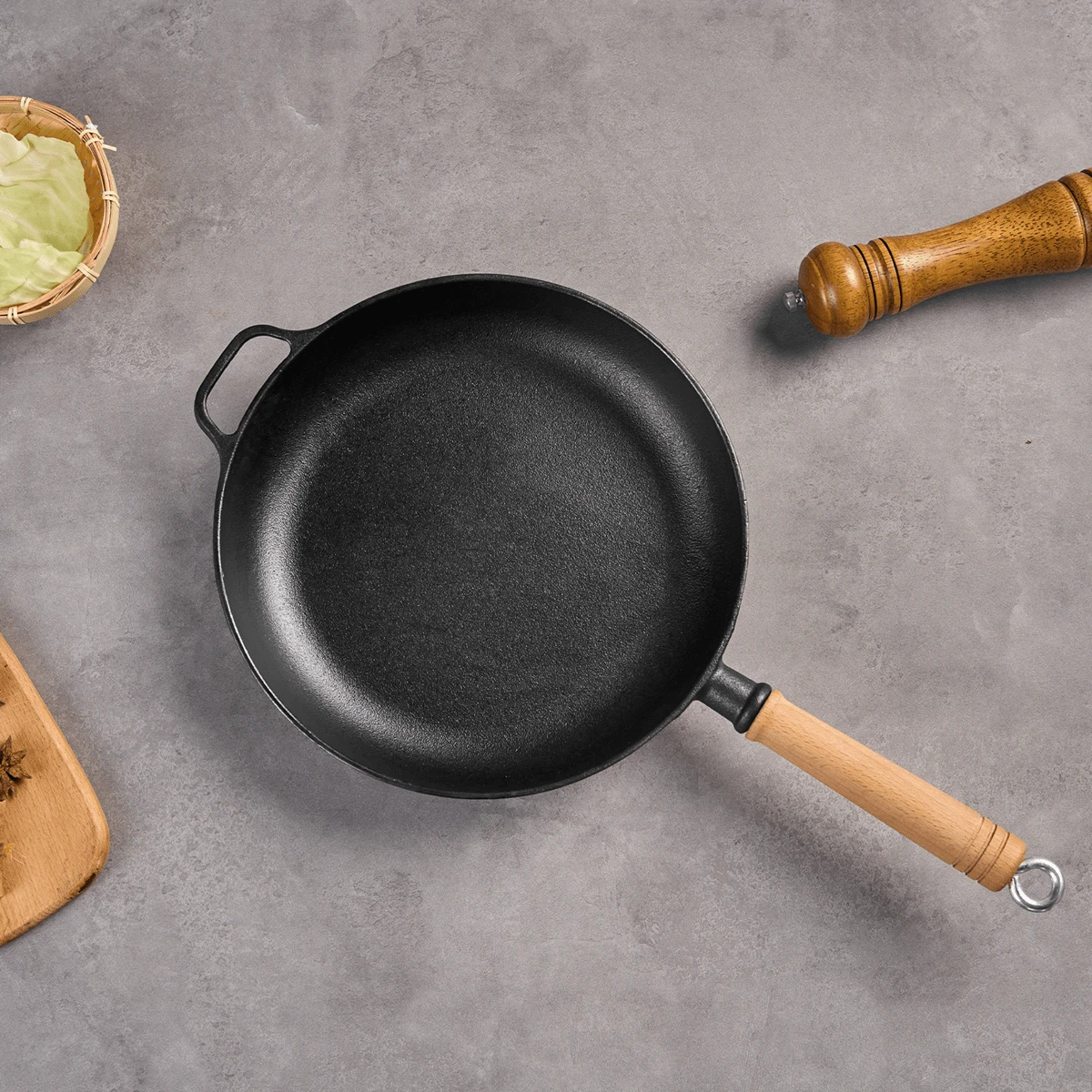 WANGYUANJI Cast Iron Frying Pan, NonStick Pan, Uncoated Pancake