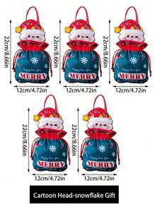 1 pieza/5 piezas/10 piezas Bolsas de regalo de Navidad, Bolsa de regalos de Papá Noel, Bolso de muñeco de nieve navideño, bolsas de Apple para regalo en Nochebuena, Empaque de frutas navideñas, Regalos para dulces, Recuerdos decorativos