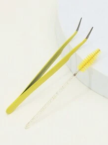 AYRMILLA 粉色多色睫毛套装，配有 1 个睫毛膏刷和 1 个镊子，是完整且方便的睫毛夹睫毛收集套装