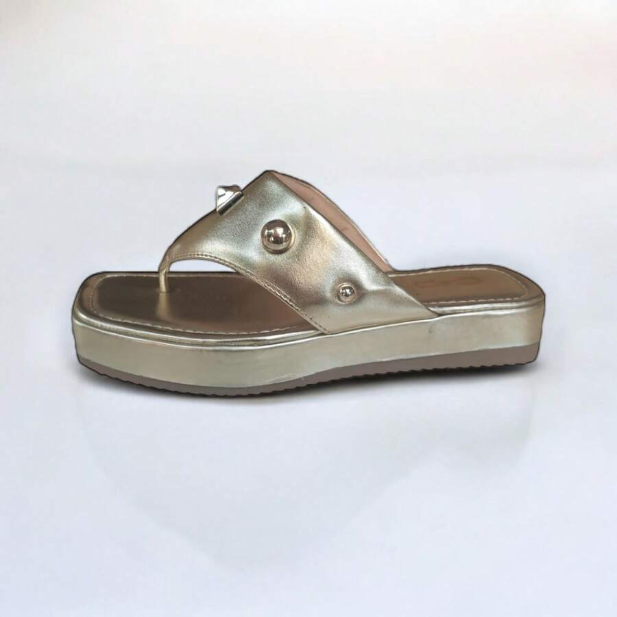 Women's Flatform Clogs With Elegance Detail - 金色 - 查看 1