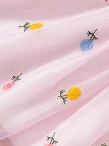 Baby Girls Butterfly & Floral Embroidered Cute Princess Fairy Tale Vacation Mesh Sleeveless Dress - Pink - View 7