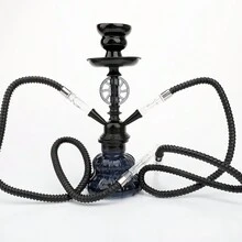 1 套全新小型双管水烟壶，无需电力，优雅的小型双管玻璃水烟壶，便携式水烟壶 - 均碼 - 查看 4