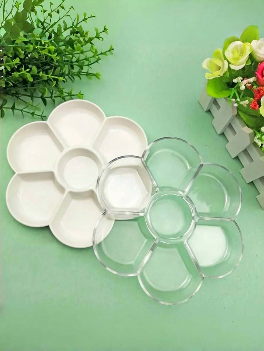 Large Plum BlossomShaped 7Well Mixing Palette, Acrylic & Watercolor