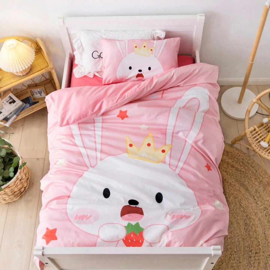 ชุดผ้าปูที่นอนเด็กพิมพ์ลายการ์ตูน 100 คอตตอน 1 ผ้าห่มปลอกผ้าปูที่นอน