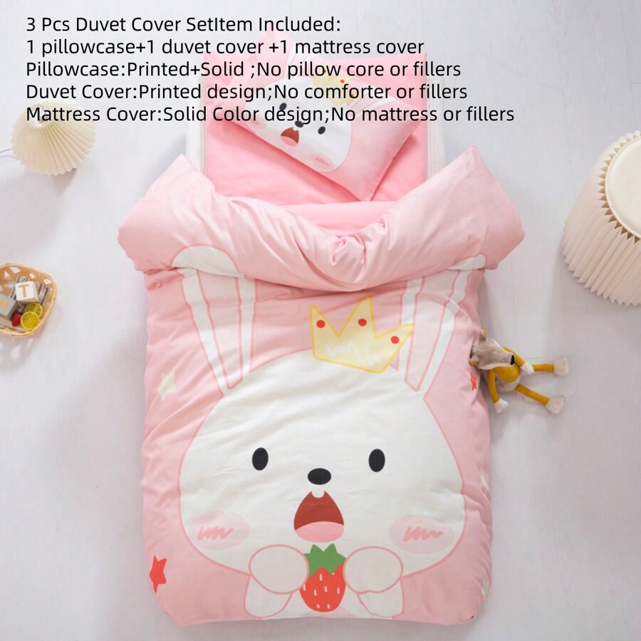 ชุดผ้าปูที่นอนเด็กพิมพ์ลายการ์ตูน 100 คอตตอน 1 ผ้าห่มปลอกผ้าปูที่นอน