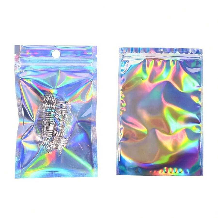 100PCS Smell Proof Resealable Lipgloss Packaging Holographic Bags