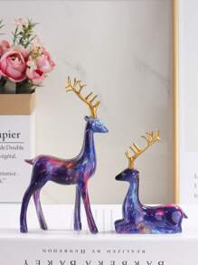 Golden Deer Resin Ornament 2pcs Room Decor Decorations Bedroom Decor Best Gifts Birthday Graduation Home Decor Christmas Decorations Christmas