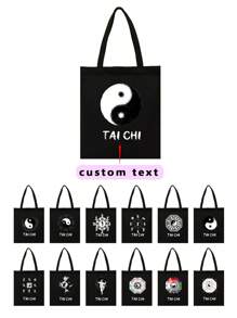 Bộ 1 túi vải canvas Tai Chi Series, bao gồm túi đựng đồ vệ sinh cá nhân, có thể tùy chỉnh bằng văn bản/cụm từ, đơn giản nhưng thời trang, in hai mặt - Nhiều màu - Xem 7