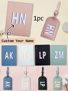 1pc Personalized Luggage Tags For Mr And Mrs: Customzied Name Wedding PU Leather Luggage Tags Travel Tags Personalized Monogrammed Chambray Leather RFID - Multicolor - View 2