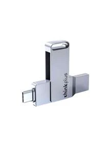 Lenovo 32GB Type C Flash Drive 2 In 1 OTG USB 3.2 + USB C Memory Stick With Keychain Dual Thumb Photo Stick Jump Drive Compatible With Android Smartphone, Computers, Apple Laptop, Tablets, PC - Silver - View 6