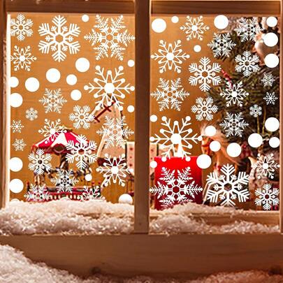 3 套圣诞雪花窗贴，静电贴纸，适用于圣诞主题派对装饰，圣诞节