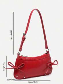 1pc Vintage Bow Tie Decor Crossbody Underarm Leopard Bag, Suitable For Dates, Outings, Parties