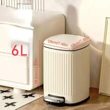 Bote de basura con pedal de acero inoxidable, con patrón en relieve, para sala de estar, cocina, dormitorio, oficina, área pública, redondo, de doble capa, funcionamiento silencioso, decoración del hogar, regalos de Navidad, regalos para el hogar, decoración de la habitación - Color acero tungsteno - Ver 7