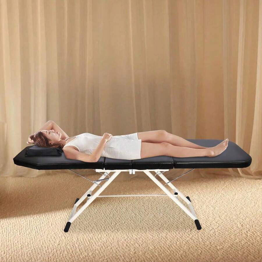WUPYI Salon SPA Cama De Belleza Tatuaje Ajuste Facial Sillas De Mesa De Masaje Plegables Negro - Negro - Ver 1