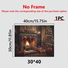 1 Piece Warm Fireplace Christmas Living Room Wall Art Canvas Print, Christmas Tree, Christmas Decor Home,Stockings, Gifts, Ready To Hang, Vintage Nostalgia, For Living Room, Room, Home Wall Decor Or Outdoor Art Winter Decor Sign, Canvas Material Framed