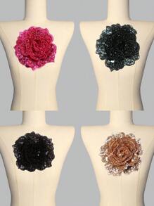 全新手工刺绣 6 层 3D 凸起水晶玫瑰花 DIY 服装、婚纱和礼服饰边