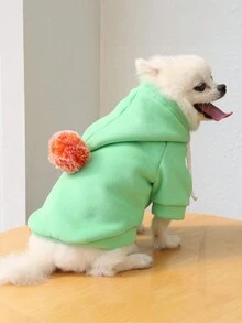 Áo nỉ thiết kế hình chú chó con hoặc mèo con hoạt hình có tua rua, ấm áp cho thú cưng vào mùa thu/đông - Đỏ - Xem 4