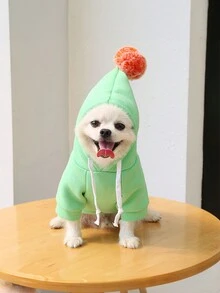 Áo nỉ thiết kế hình chú chó con hoặc mèo con hoạt hình có tua rua, ấm áp cho thú cưng vào mùa thu/đông - Đỏ - Xem 2