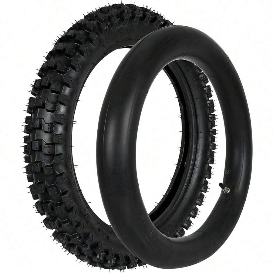 90/100-16 Rear Tire + Tube Complete Set For Off Road Dirt Pit Bike Motocross Enduro USA STOCK - Black - View 1