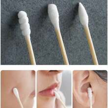500 支/盒一次性双头清洁棉签、耳朵清洁棉签、卸妆棉签、家居清洁棒 - 白色 - 查看 2