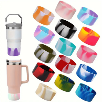 1pc Colorful Silicone Cup Sleeve, Fit For 40Oz/30Oz Handled Glass Tumbler And IceFlow 20oz/30oz, Non-Slip Bottle Bottom Protector, Cup Accessory
