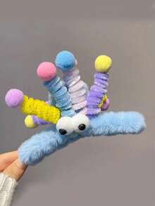 1 pieza Pinza de pelo con forma de pequeño monstruo pulpo esponjoso y de colores lindos para mujer, pinza de pelo divertida, accesorio de pelo apto para recogidos, uso diario y Halloween, ideal para otoño/invierno - Multicolor - Ver 7