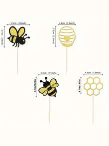 12/20/24/36/48 Stück Glitzer Hummel Cupcake Dekoration - perfekt für Babyparties, Geburtstagsfeiern - Waben Design Kuchen Deko zufälliger Stil