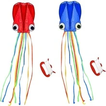 1 Set Large Octopus Kite, Long Tail, Elegant & Easy To Fly, Beach Kite, Fun Toy For Adults (Red + Blue), Some Colors Random - Multicolor - View 15