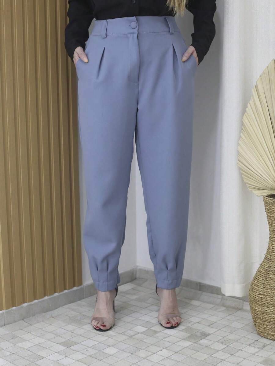 CARROT PANTS With Elastic Back Zipper - Gris - Ver 1