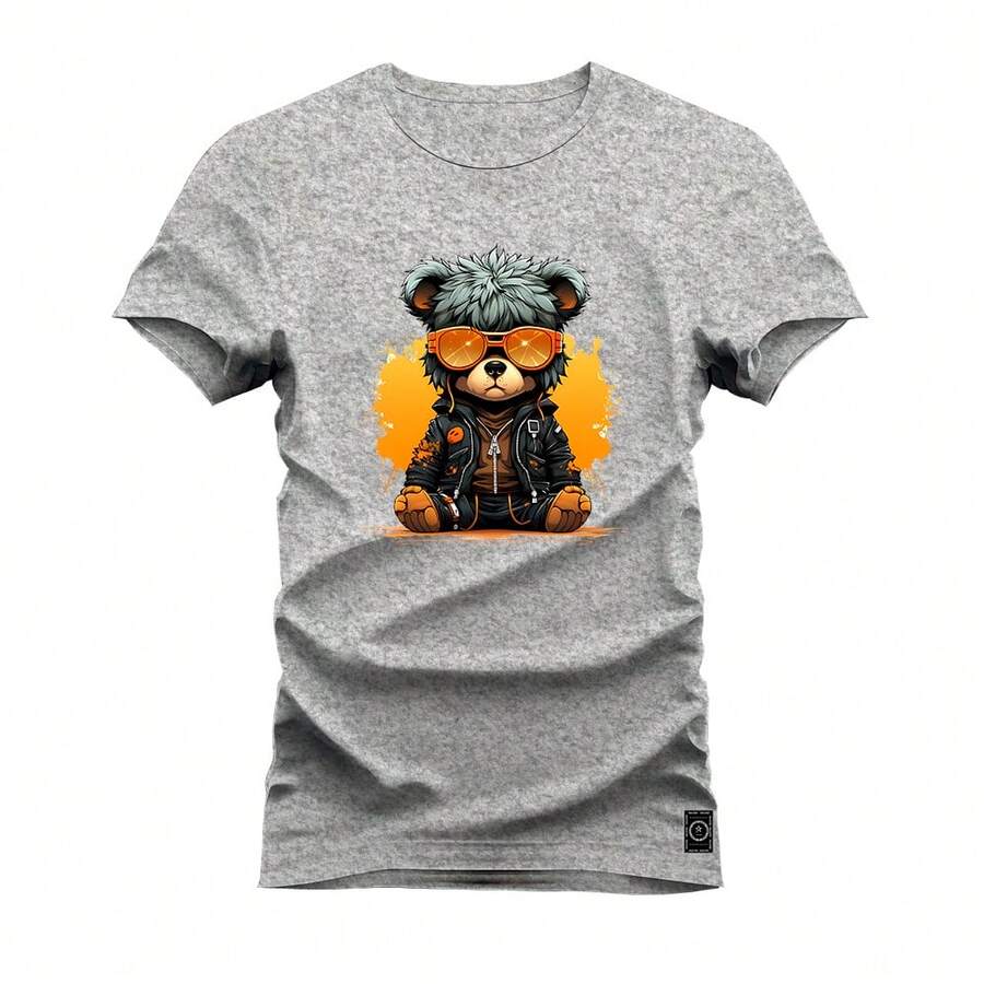 Nexstar Unisex T-Shirt Fashion Streetweat Comfortable Cotton Rockstar Bear - Xám - Xem 1