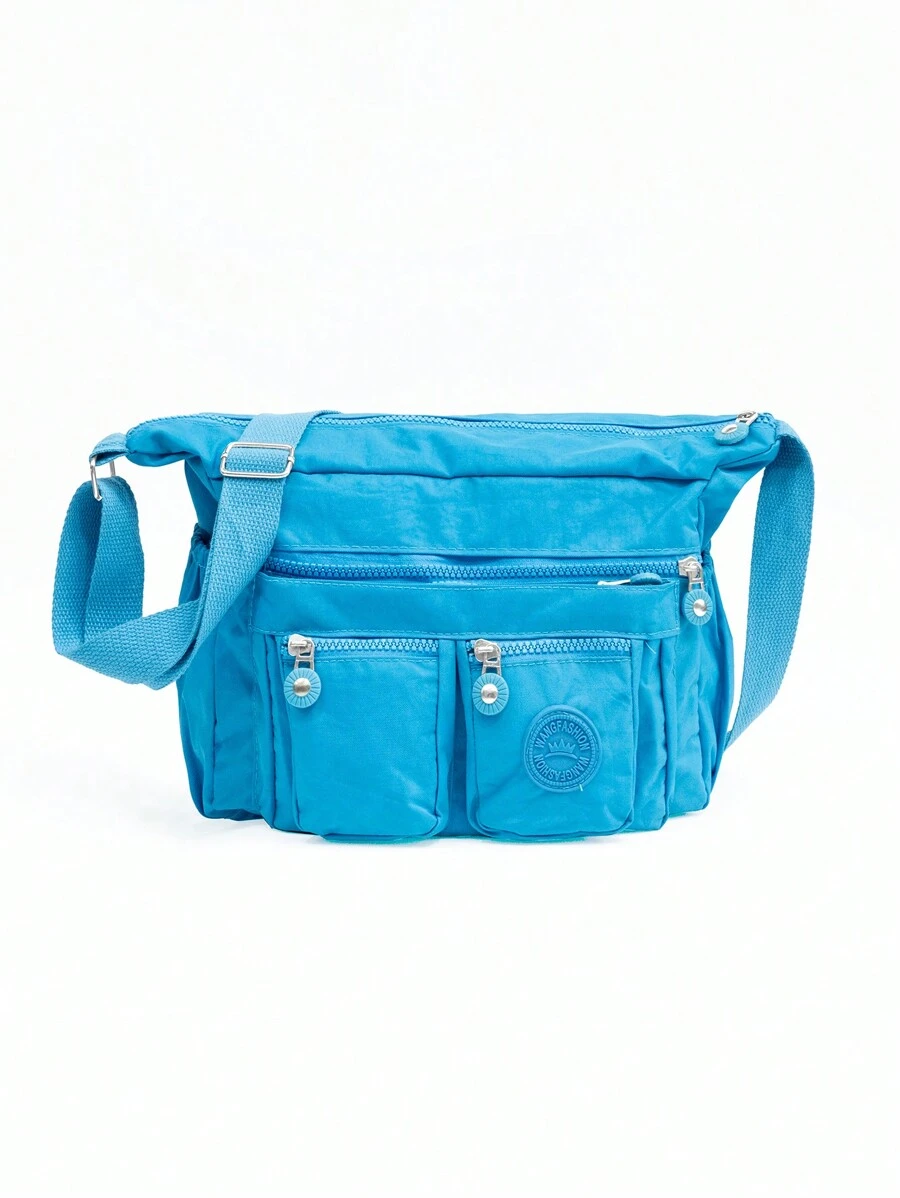 Women's Waterproof Causal Multilayer Medium Shoulder Messenger Bag W5004 - 藍色 - 查看 1