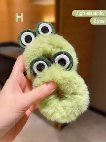 2/4 piezas Scrunchies de pelo de peluche con personajes de dibujos animados para niñas - Multicolor - Ver 13