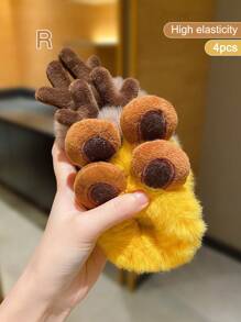 2/4 piezas Scrunchies de pelo de peluche con personajes de dibujos animados para niñas - Multicolor - Ver 23