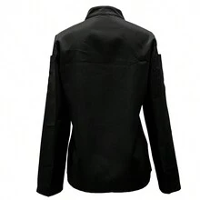 Damska kurtka szefa kuchni w jednolitym kolorze, ze stójką, zapinana na zamek, z długim rękawem