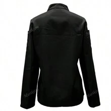 Chaqueta de chef con cuello alto de unicolor y cremallera, manga larga para mujeres