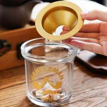 1 cái gạt tàn có nắp, thiết kế chống khói sáng tạo, nhẹ sang trọng cho gia đình, văn phòng, chất liệu thủy tinh - Nhiều màu - Xem 4