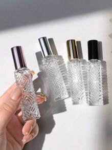 1/3pcs 12ml Exquisite Refillable Aluminum Spray Tip Glass Bottle Diamond Pattern Small Perfume Atomizer Bottle For Travel Cologne Perfume Pump Box Bottle Portable, Room, Bedroom, Daily Applicable Bottle, Perfume Bottle