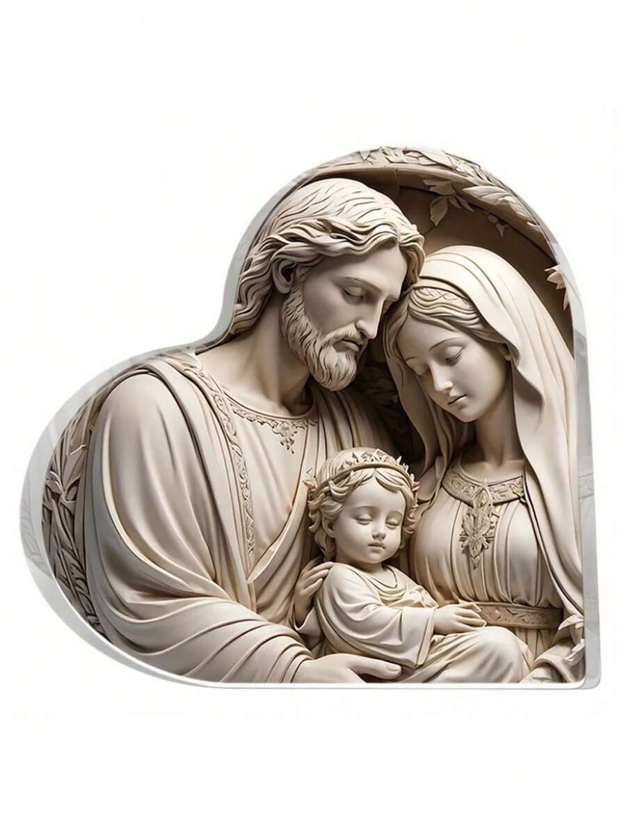 1 pieza, Decoración de sobremesa acrítica 2D de , fe y adoración con escena navideña, decoración de luna llena de nacimiento, regalo cristiano para mujeres, decoración de cumpleaños, recuerdo, decoración para oficina en el hogar, decoración de mesa de cumpleaños - Multicolor - Ver 1