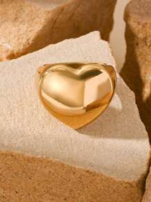 1pc Stainless Steel 18K Gold Plated Stylish Simple Big Heart Pattern Men's Rings Gift Jewelry - Ring - View 13