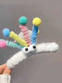 1 pieza Pinza de pelo con forma de pequeño monstruo pulpo esponjoso y de colores lindos para mujer, pinza de pelo divertida, accesorio de pelo apto para recogidos, uso diario y Halloween, ideal para otoño/invierno - Multicolor - Ver 12