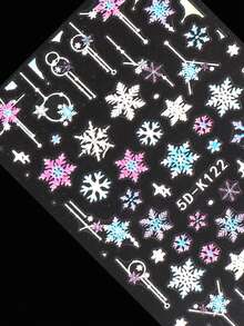 Miếng dán móng tay nghệ thuật Giáng sinh nổi 5D 2 chiếc họa tiết hoạt hình màu trắng hồng xanh vàng sao thiết kế bông tuyết mùa đông giáng sinh tự dán cho nữ trang trí móng tay nghệ thuật DIY - Nhiều màu - Xem 8