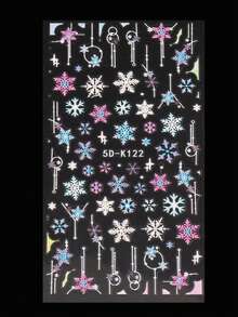 Miếng dán móng tay nghệ thuật Giáng sinh nổi 5D 2 chiếc họa tiết hoạt hình màu trắng hồng xanh vàng sao thiết kế bông tuyết mùa đông giáng sinh tự dán cho nữ trang trí móng tay nghệ thuật DIY - Nhiều màu - Xem 5