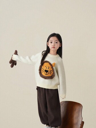 Girls Solid Color Puff Sleeve Shirt, Winter