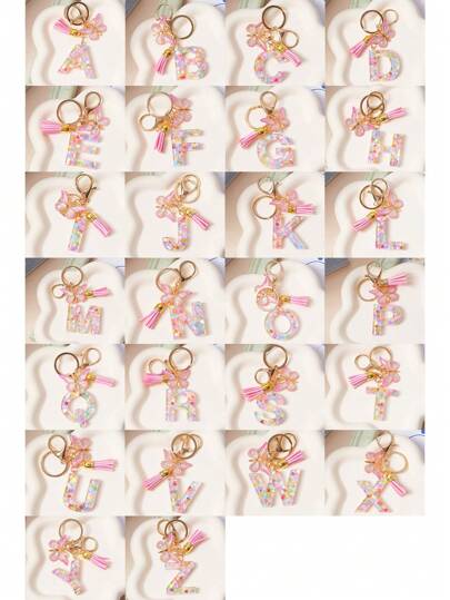 1pc Creative Keychain With 26 English Alphabet & Butterflies Pendant For Girls' Luggage And Bags