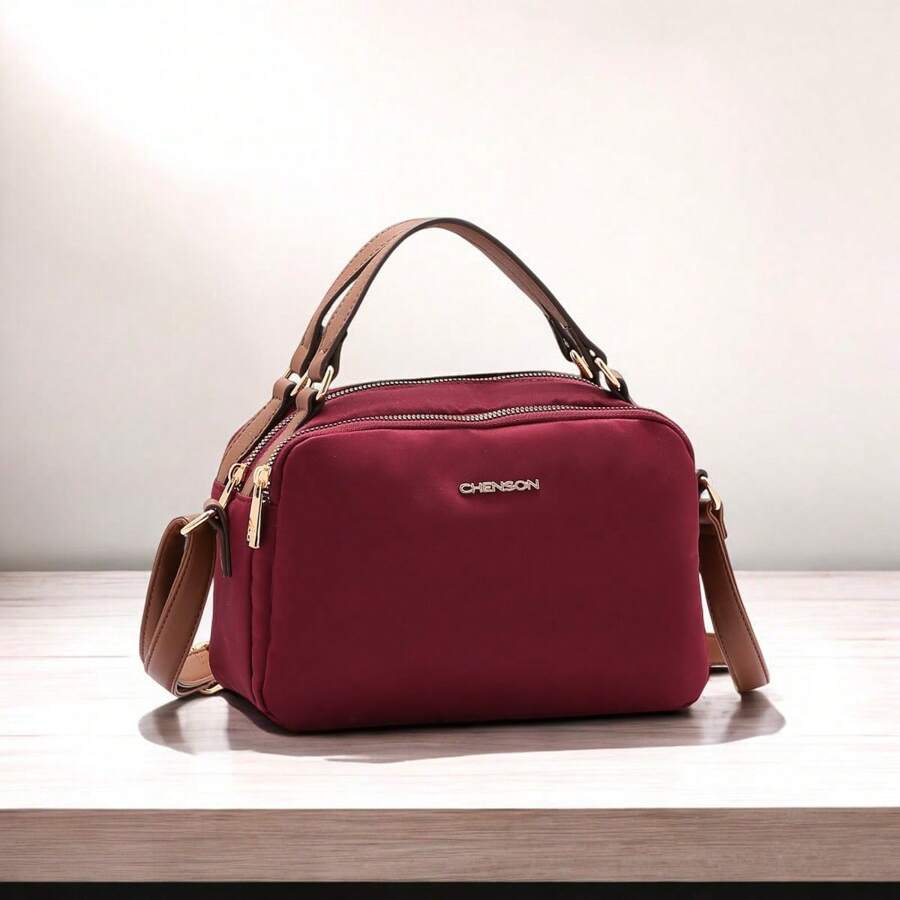 Chenson Microfiber Medium Women's Bag With Hand And Crossbody Straps - Burgundy - View 1
