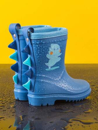 GentleChild Kids Waterproof Rain Boots, Cartoon Dinosaur 3D Design, Non-Slip & Durable, Soft & Comfortable One-Piece Molding, Leak-Proof, Easy To Clean, Suitable For Boys/Girls, Toddlers, All Seasons Outdoor Garden